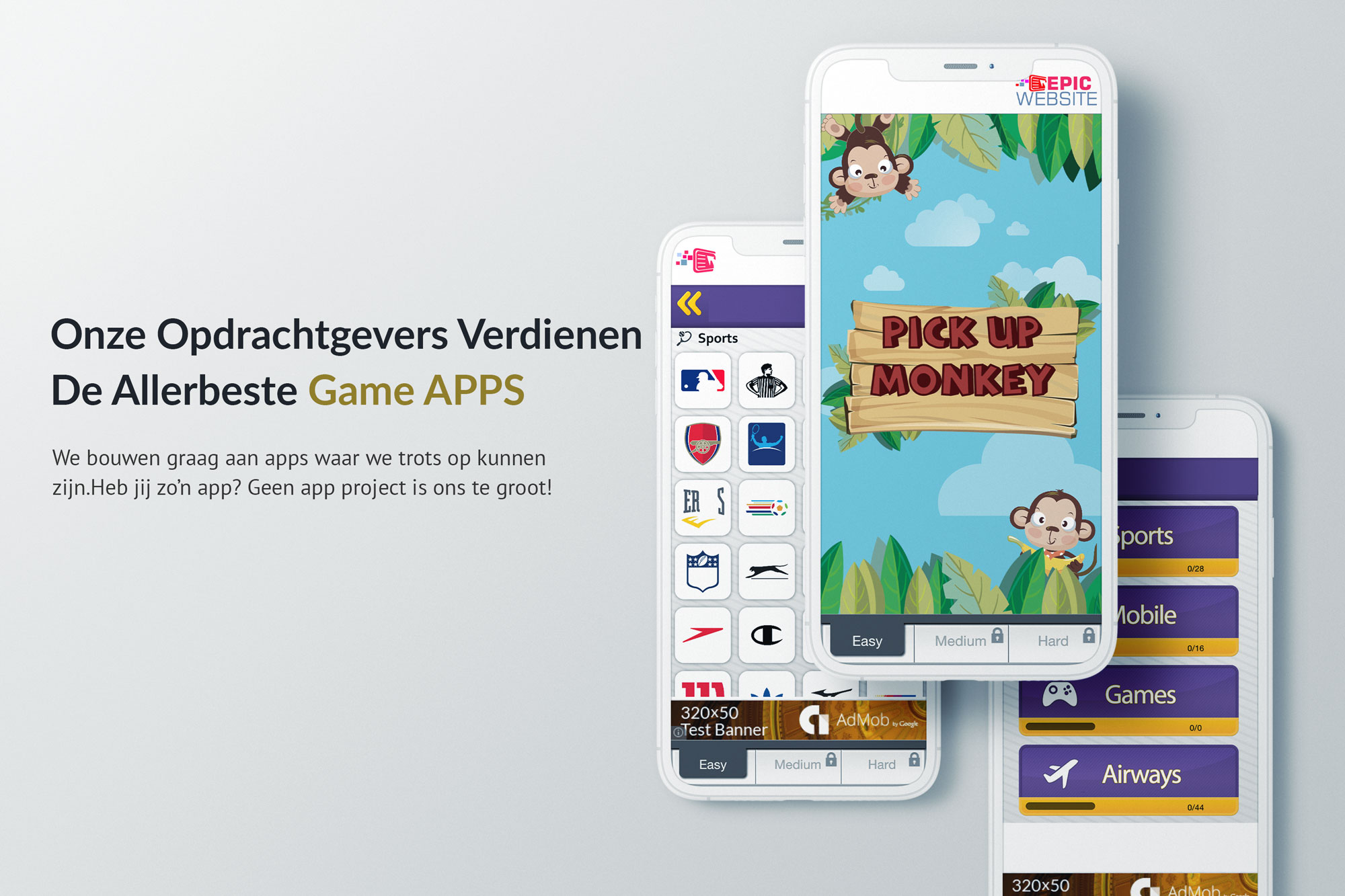 Epicwebsite game app ontwikkelaar header